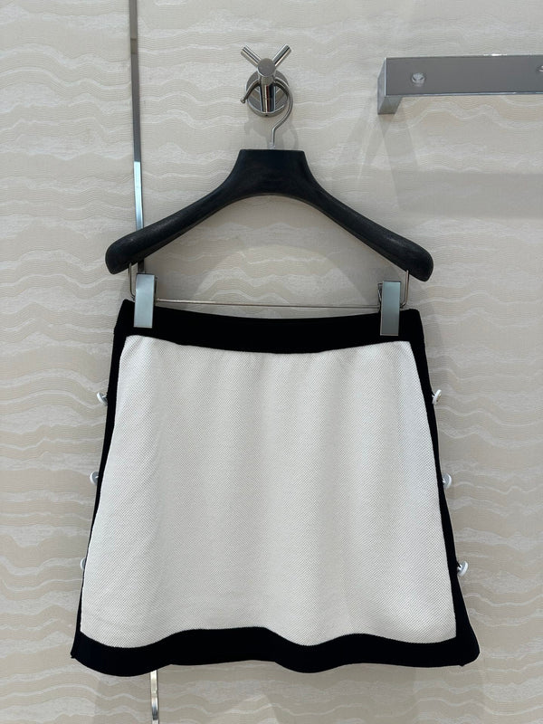 CD Knitted Skirt White Rayon Polyester