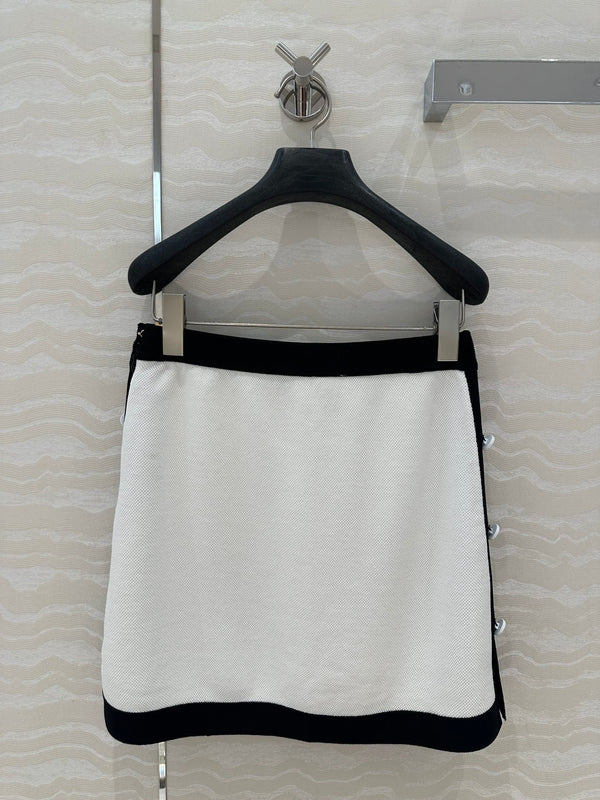 CD Knitted Skirt White Rayon Polyester