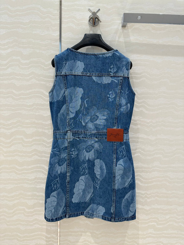 Fendi Flower Vest Dress Blue cotton