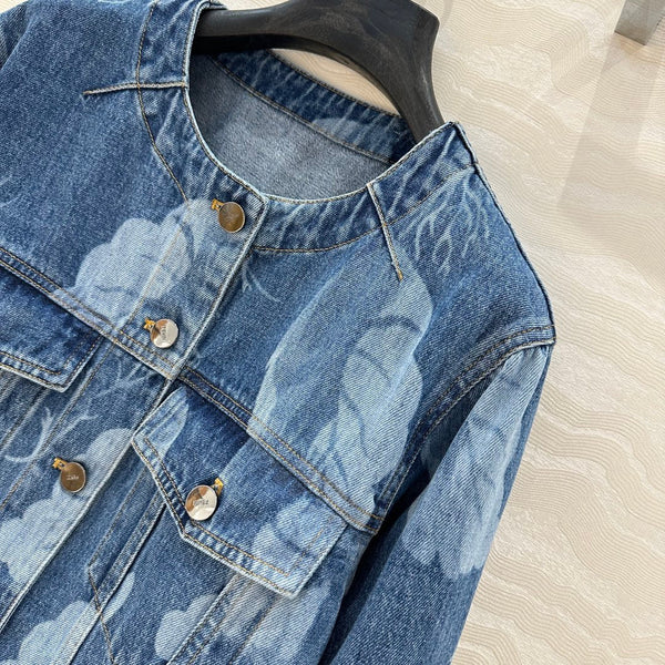 Fendi Flower Denim Jacket Blue cotton