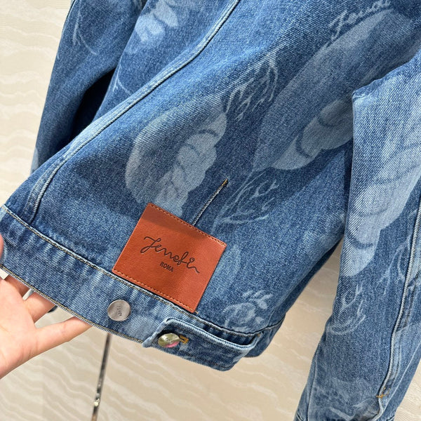 Fendi Flower Denim Jacket Blue cotton