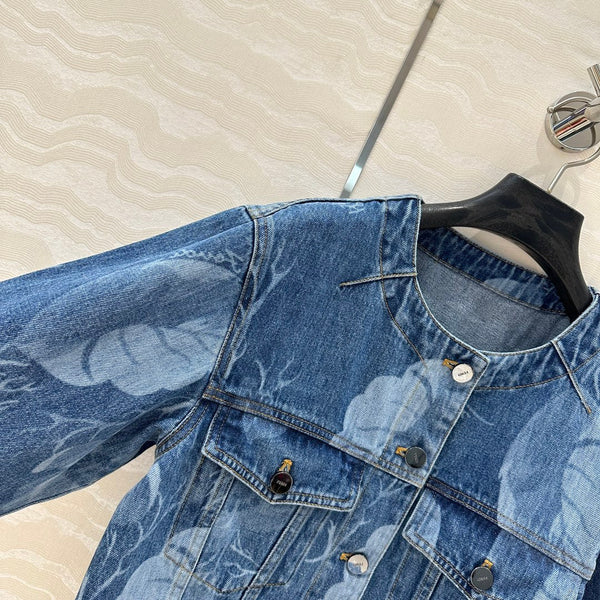 Fendi Flower Denim Jacket Blue cotton