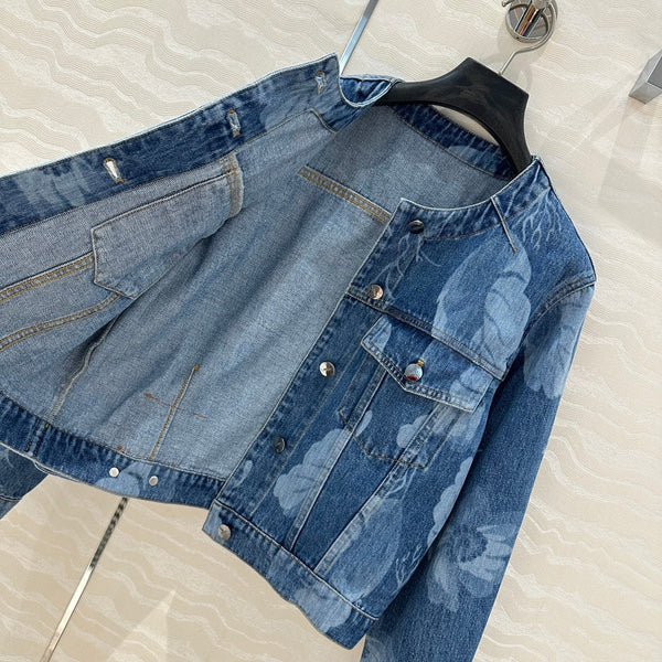 Fendi Flower Denim Jacket Blue cotton