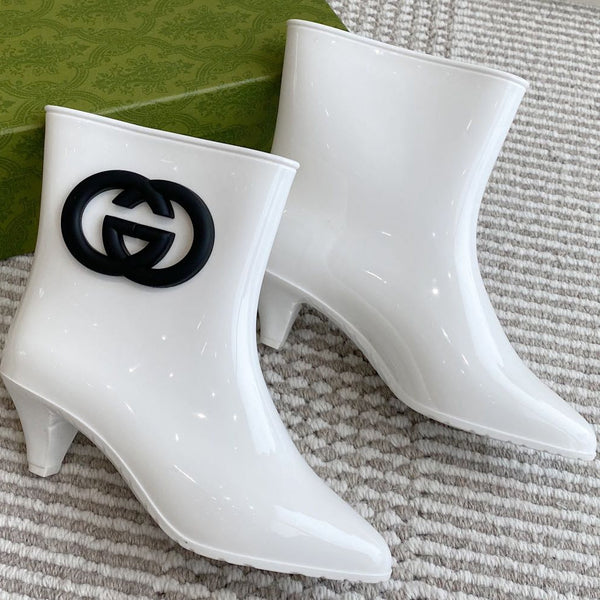 GC Ankle With Interlocking G Boot White Rubber 291026