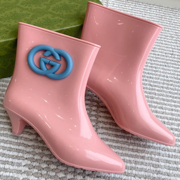 GC Women's Ankle With Interlocking G Boot Pink Rubber 291028