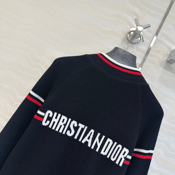 CD Knitted Zipper Jacket Black Rayon Polyester