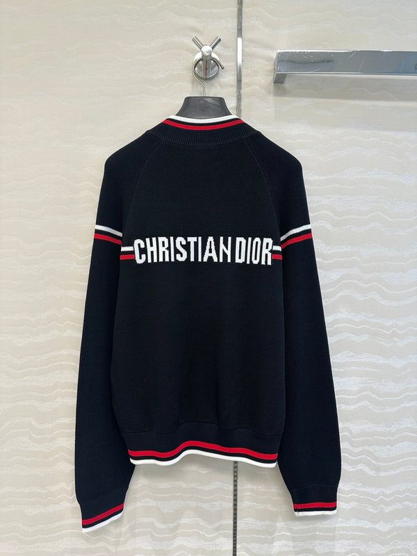 CD Knitted Zipper Jacket Black Rayon Polyester