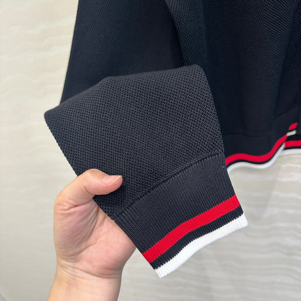 CD Knitted Zipper Jacket Black Rayon Polyester