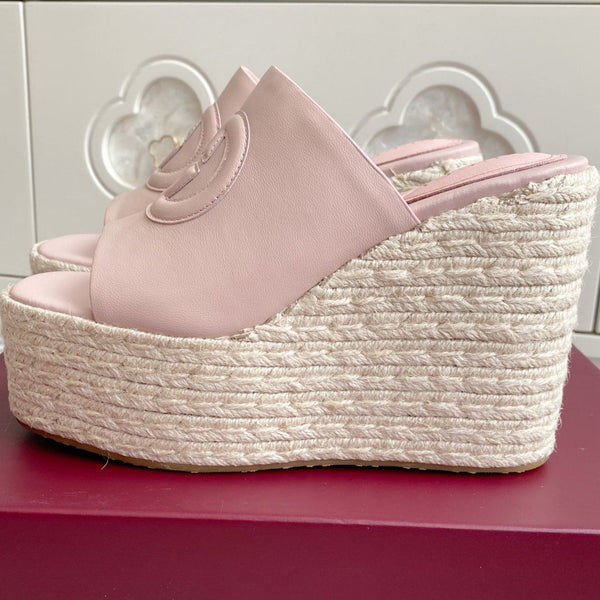 Sandalo GC 25 Interlocking G in pelle di vacchetta rosa 291032