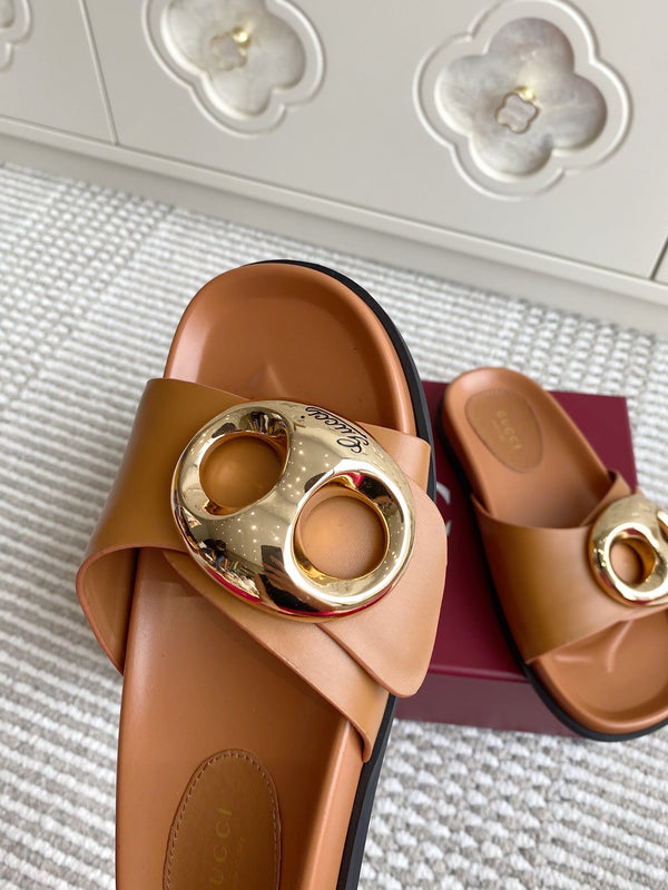 GC Marina Chain Slide Sandal Brown Cowhide 291039