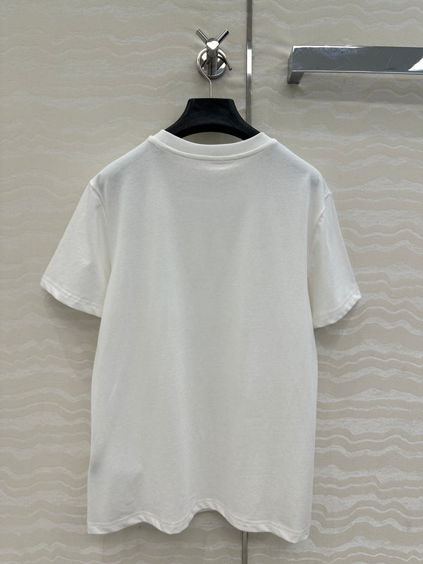 LV 25 Flower Pocket Short-Sleeved Shirt White Cotton