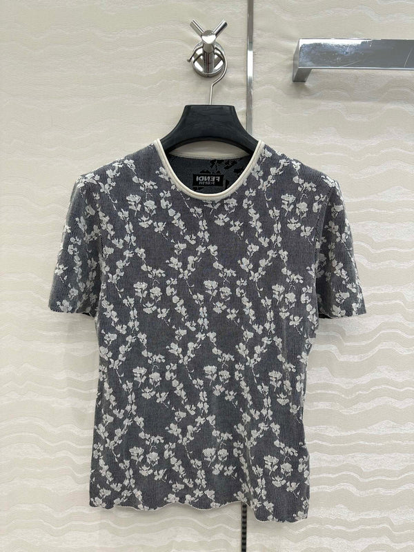 Fendi Knitted Top Dark Gray Cotton Viscose