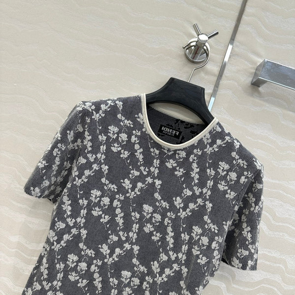 Fendi Knitted Top Dark Gray Cotton Viscose