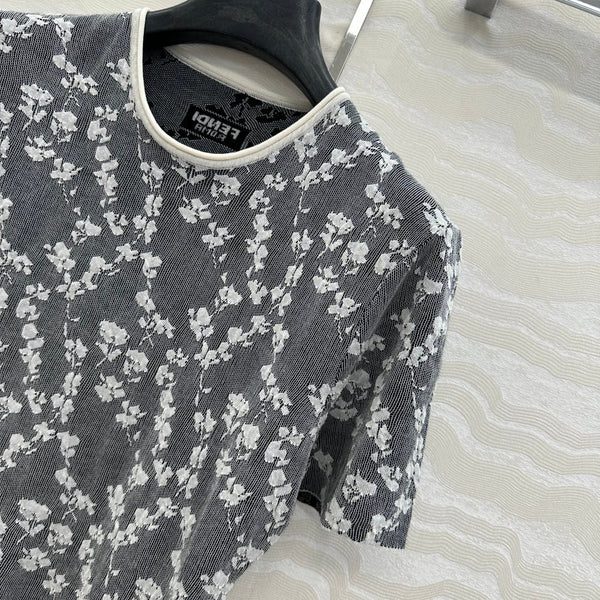 Fendi Knitted Top Dark Gray Cotton Viscose