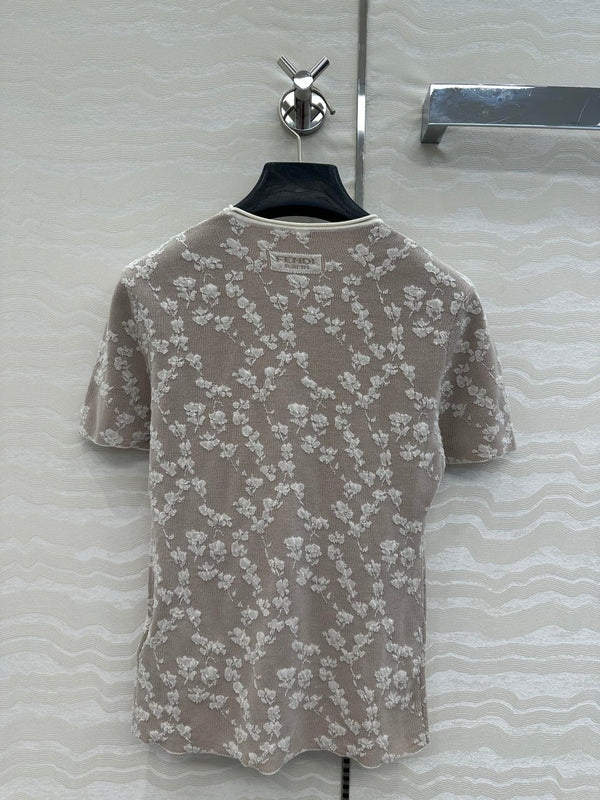 Fendi Knitted Top White Beige Cotton Viscose