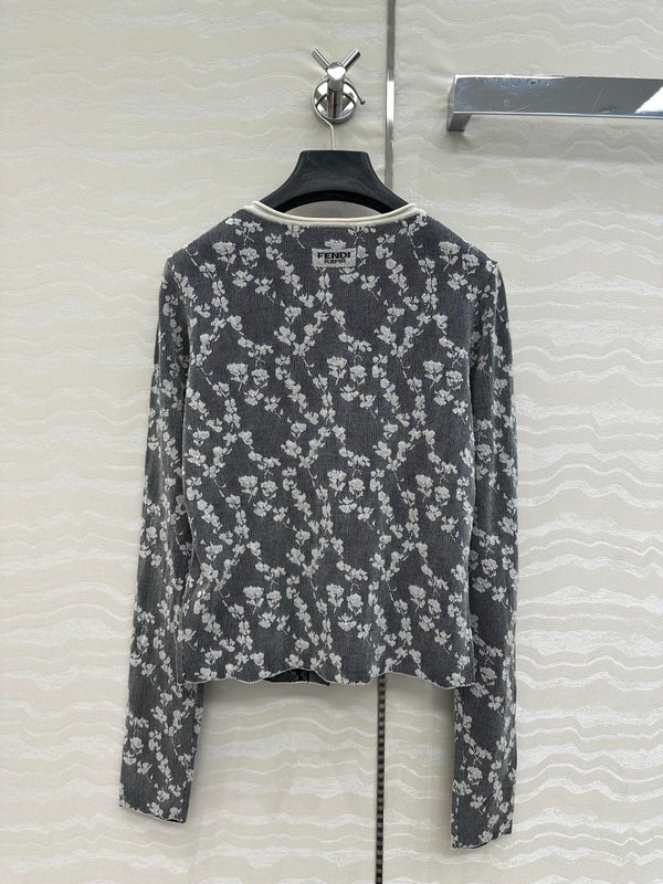 Fendi Knitted Cardigan Dark Gray Cotton Viscose