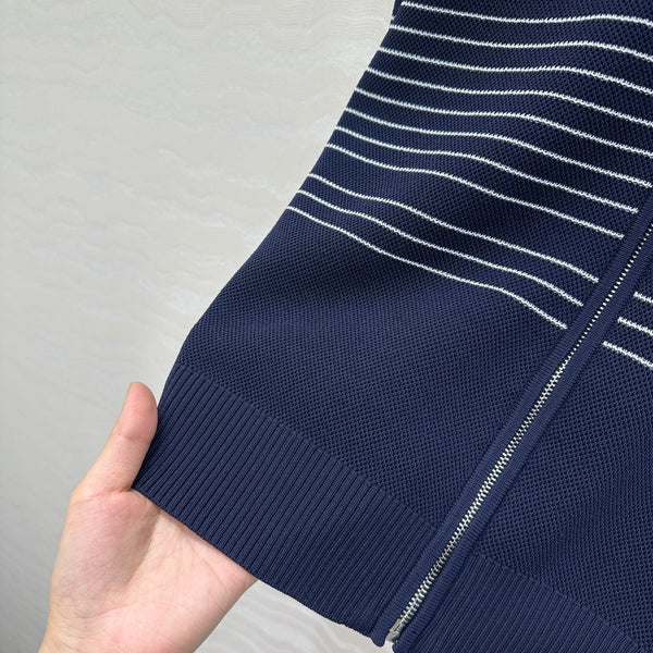 Gucci Knitted Zipper Jacket Dark Blue Viscose