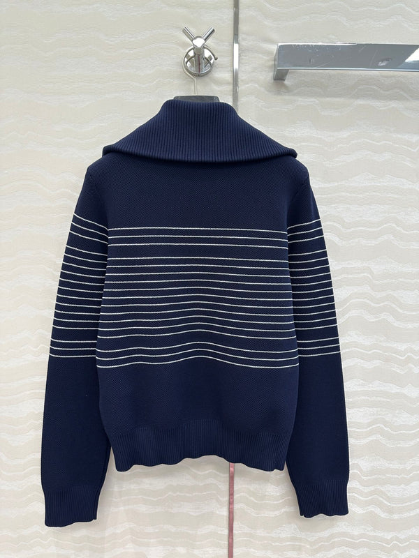 Gucci Knitted Zipper Jacket Dark Blue Viscose