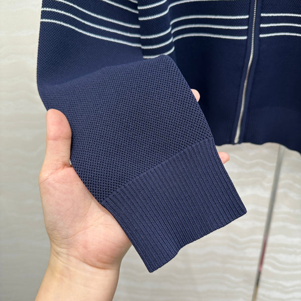 Gucci Knitted Zipper Jacket Dark Blue Viscose