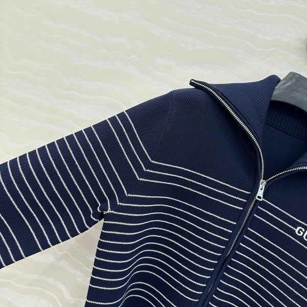 Gucci Knitted Zipper Jacket Dark Blue Viscose