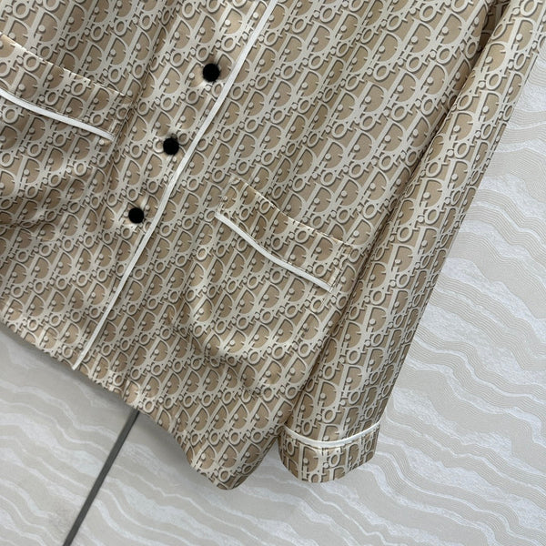 Camicia da pigiama CD in seta beige