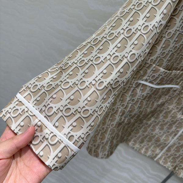 Camicia da pigiama CD in seta beige