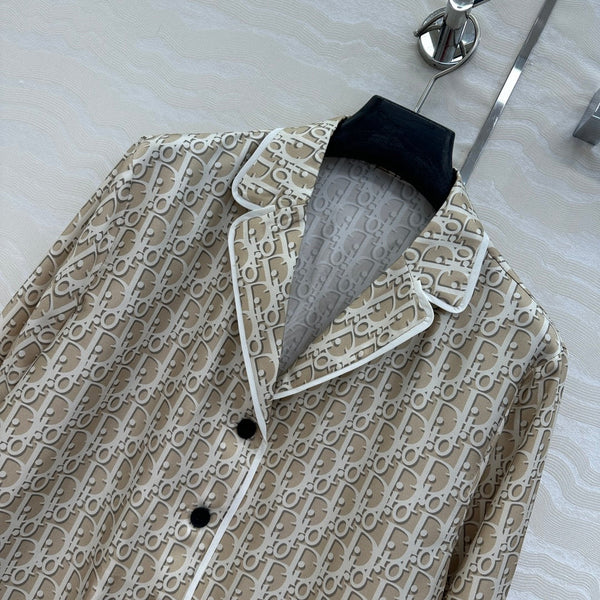 Camicia da pigiama CD in seta beige