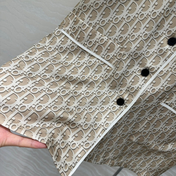 Camicia da pigiama CD in seta beige