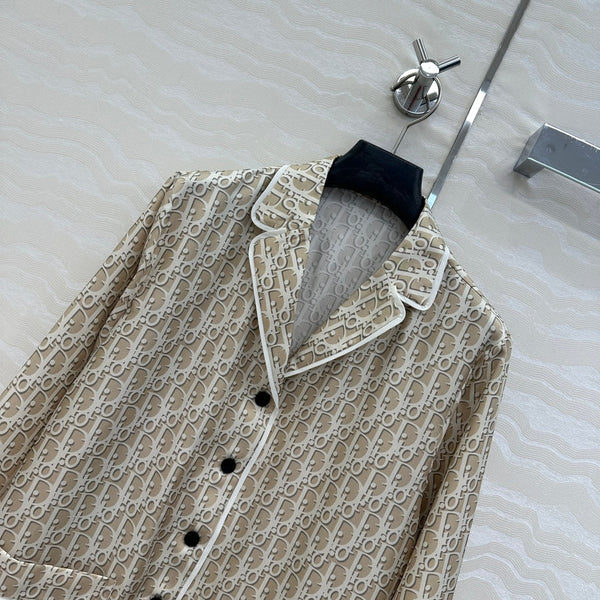 Camicia da pigiama CD in seta beige