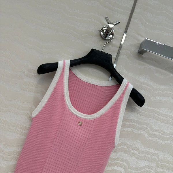 CC Knitted Vest Pink Cotton