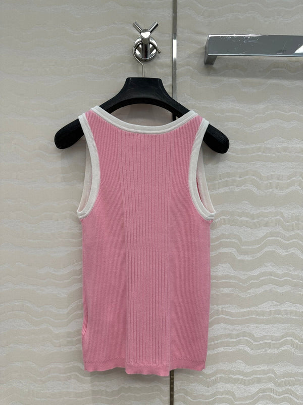 CC Knitted Vest Pink Cotton