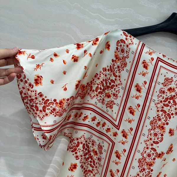 Fendi Flower Dress Red Silk