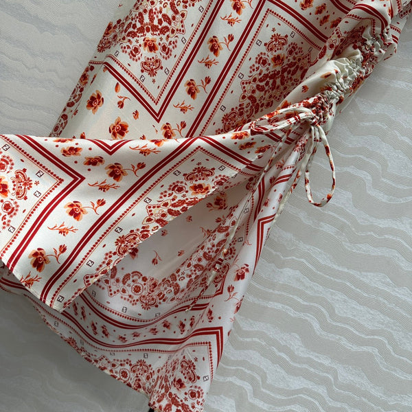 Fendi Flower Dress Red Silk