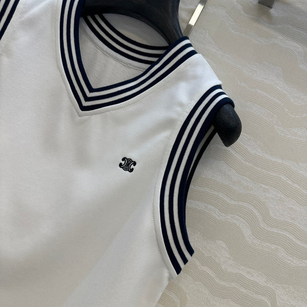 Celine Sports Vest Top White Cotton