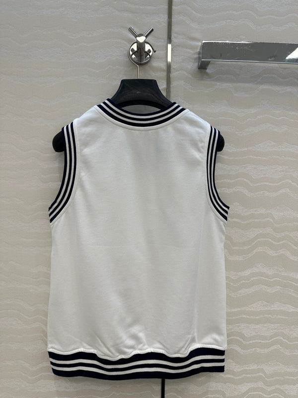Celine Sports Vest Top White Cotton