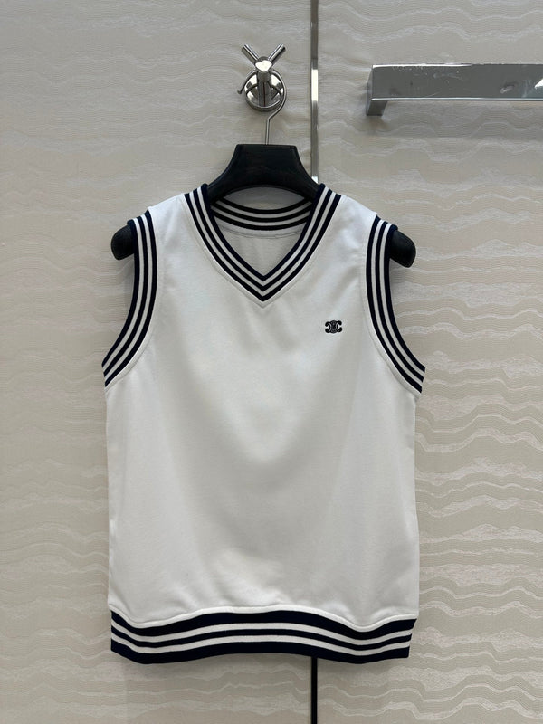 Celine Sports Vest Top White Cotton
