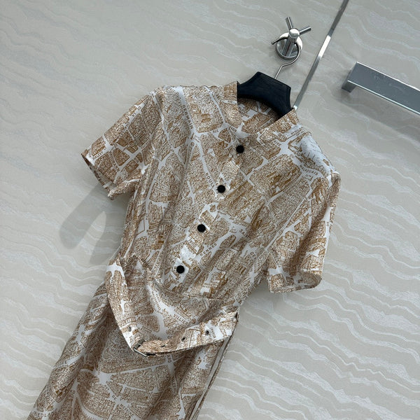 Abito CD in seta marrone chiaro