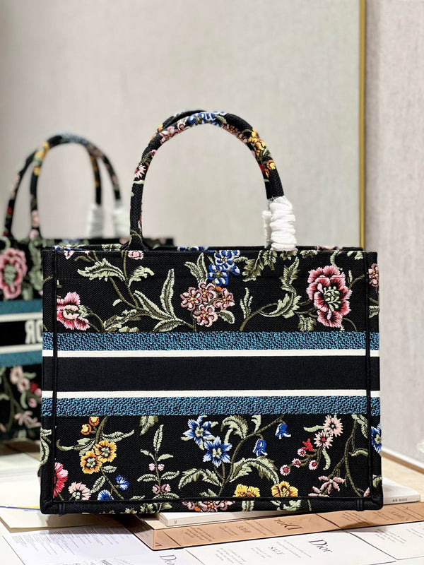CD Flower Black Book Tote 36 Bag Canvas 336555
