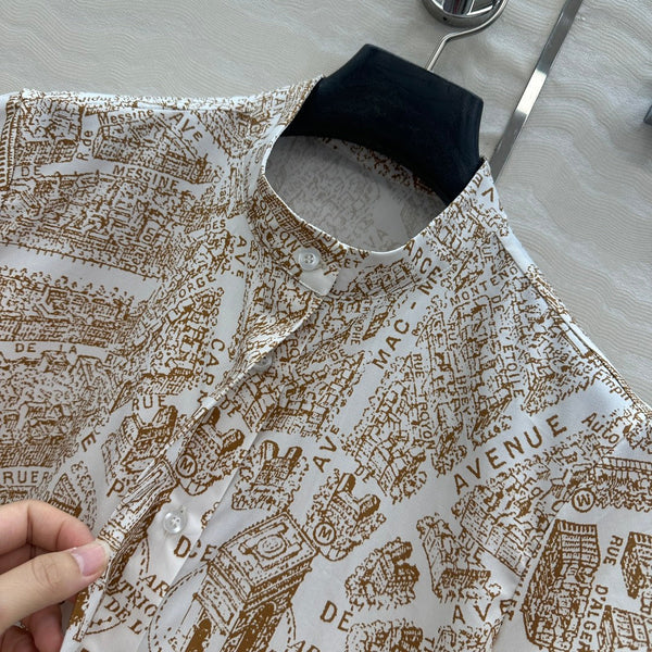 Mini abito CD in cotone marrone chiaro