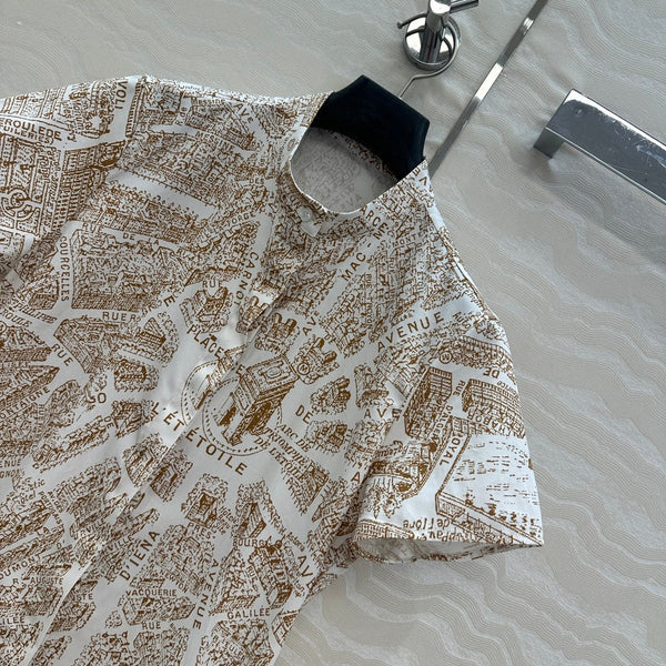 Mini abito CD in cotone marrone chiaro