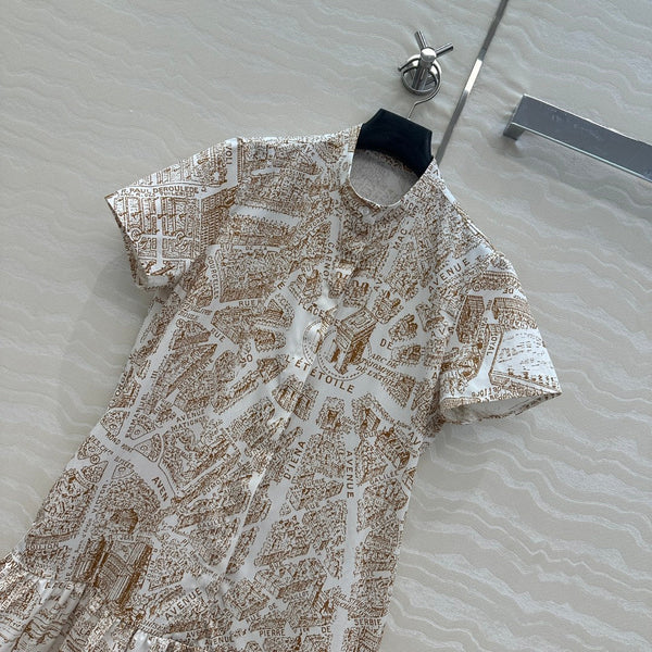 Mini abito CD in cotone marrone chiaro