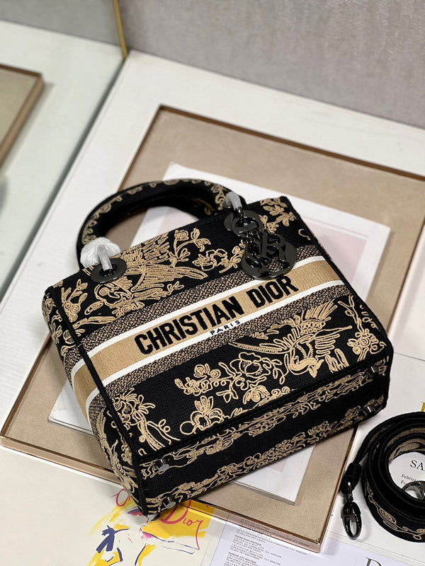 CD Black Phoenix 24 Lady Dior Bag Canvas 336712