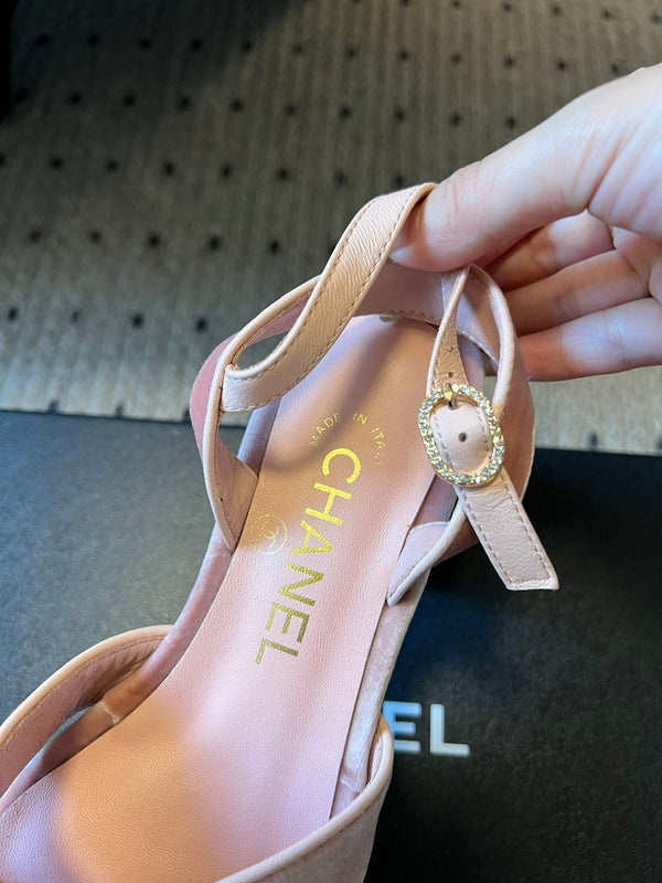 CC 25SS Platform Sandals 5.5cm Pink Lambskin And Velvet 319626