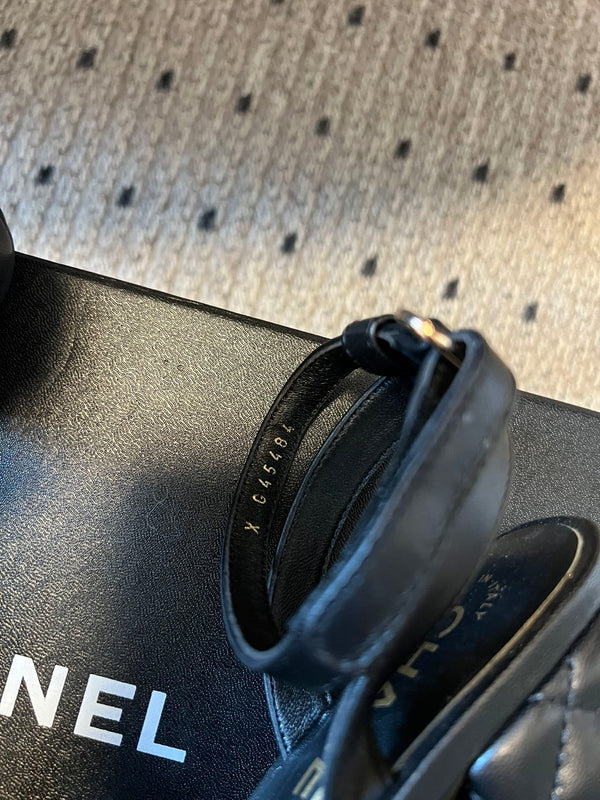 CC 25SS Platform Sandals 5.5cm Black Sheepskin 319628