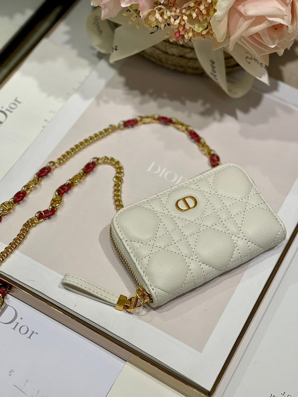 CD Mini Dior Caro Zip Clutch Ivory Calfskin 336786