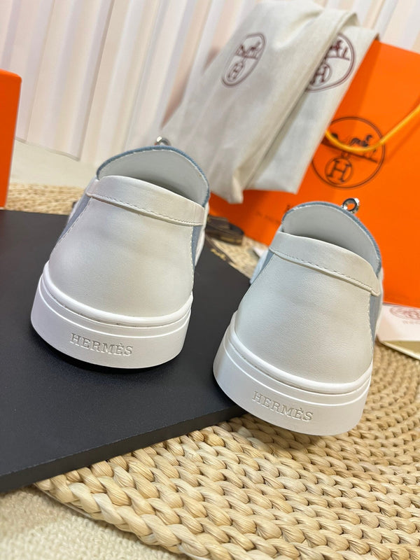 Mocassino in denim HM blu bianco in pelle di vacchetta 317048