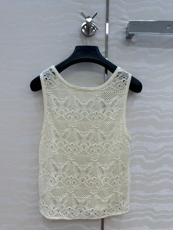 CD Hollow Vest Light Cream Cotton
