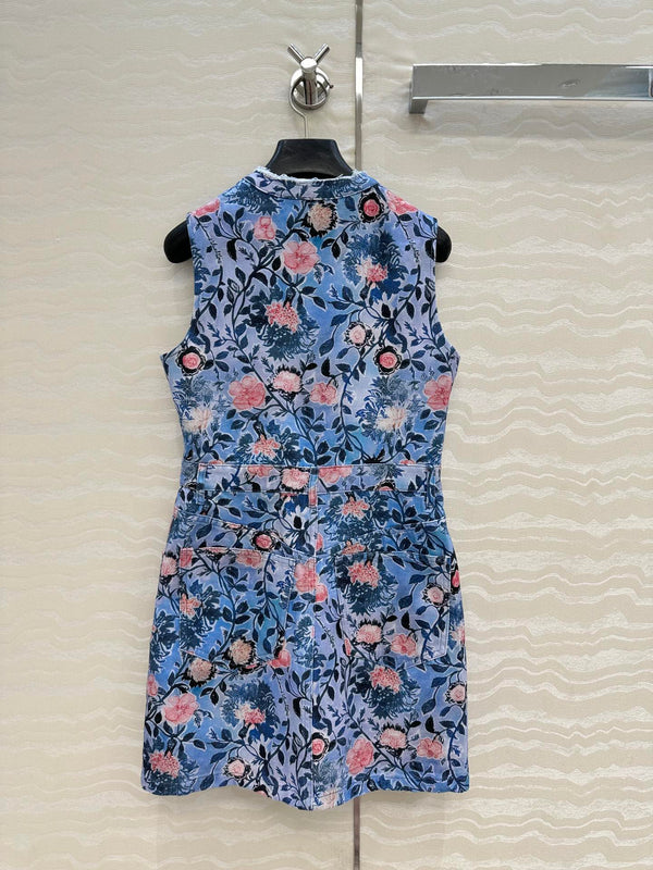 LV 25 Monogram Floral Denim Vest Dress Multicolor Cotton