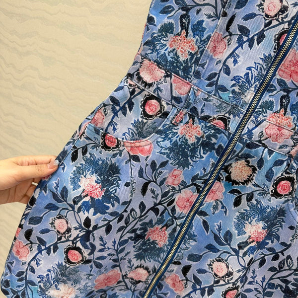 LV 25 Monogram Floral Denim Vest Dress Multicolor Cotton