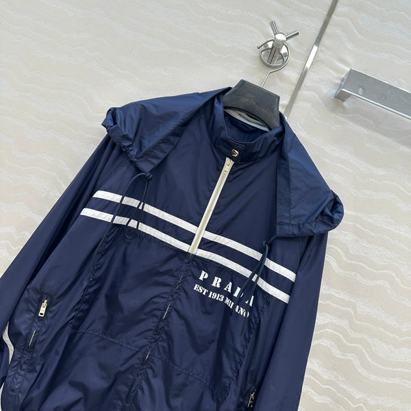 Prada Zipper Jacket Navy Blue Poliamida